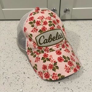 CABELA'S Floral Pink Baseball Hat Adjustable Mesh Back